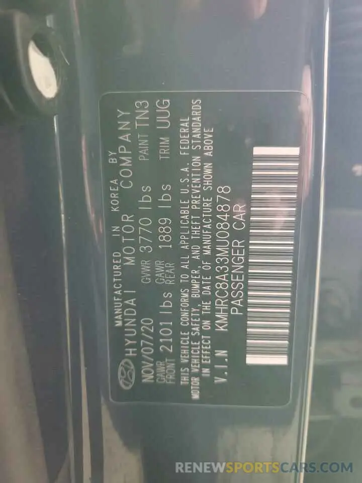 12 Photograph of a damaged car KMHRC8A33MU084878 HYUNDAI VENUE 2021
