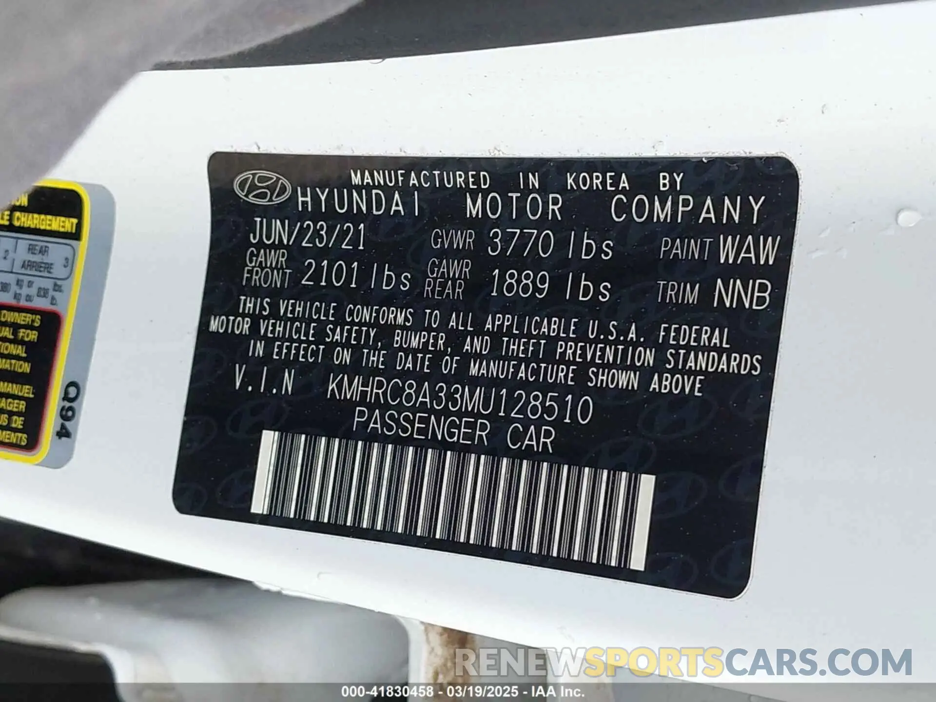 9 Photograph of a damaged car KMHRC8A33MU128510 HYUNDAI VENUE 2021