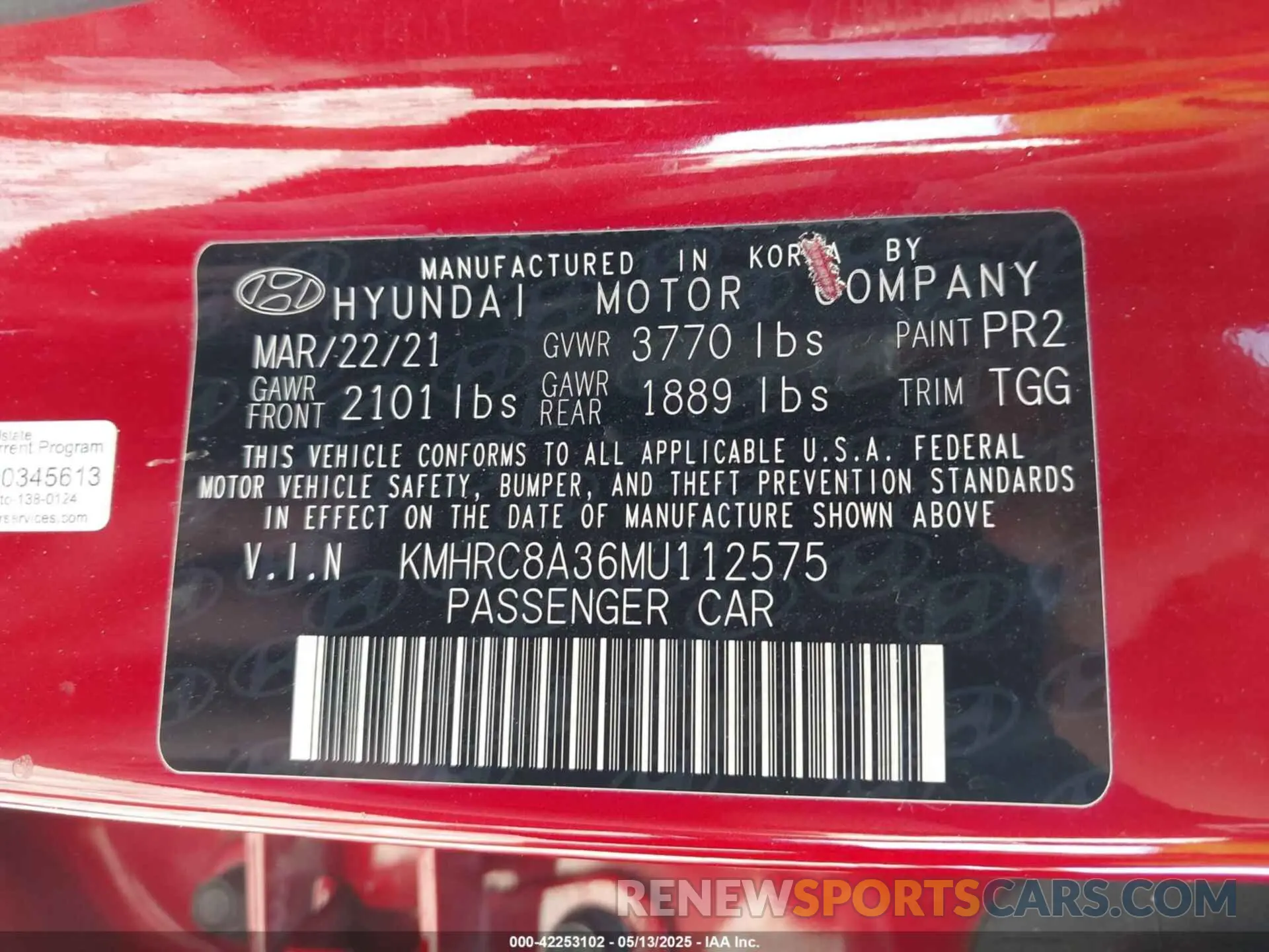 9 Photograph of a damaged car KMHRC8A36MU112575 HYUNDAI VENUE 2021