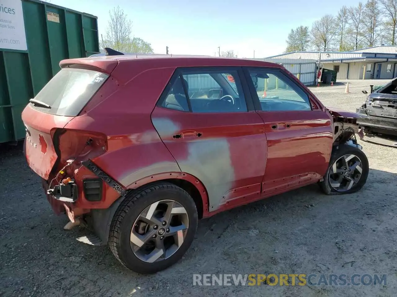 3 Photograph of a damaged car KMHRC8A39MU127054 HYUNDAI VENUE 2021