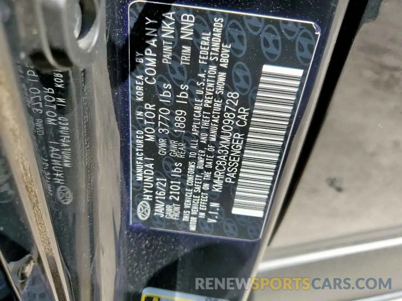 12 Photograph of a damaged car KMHRC8A3XMU098728 HYUNDAI VENUE 2021