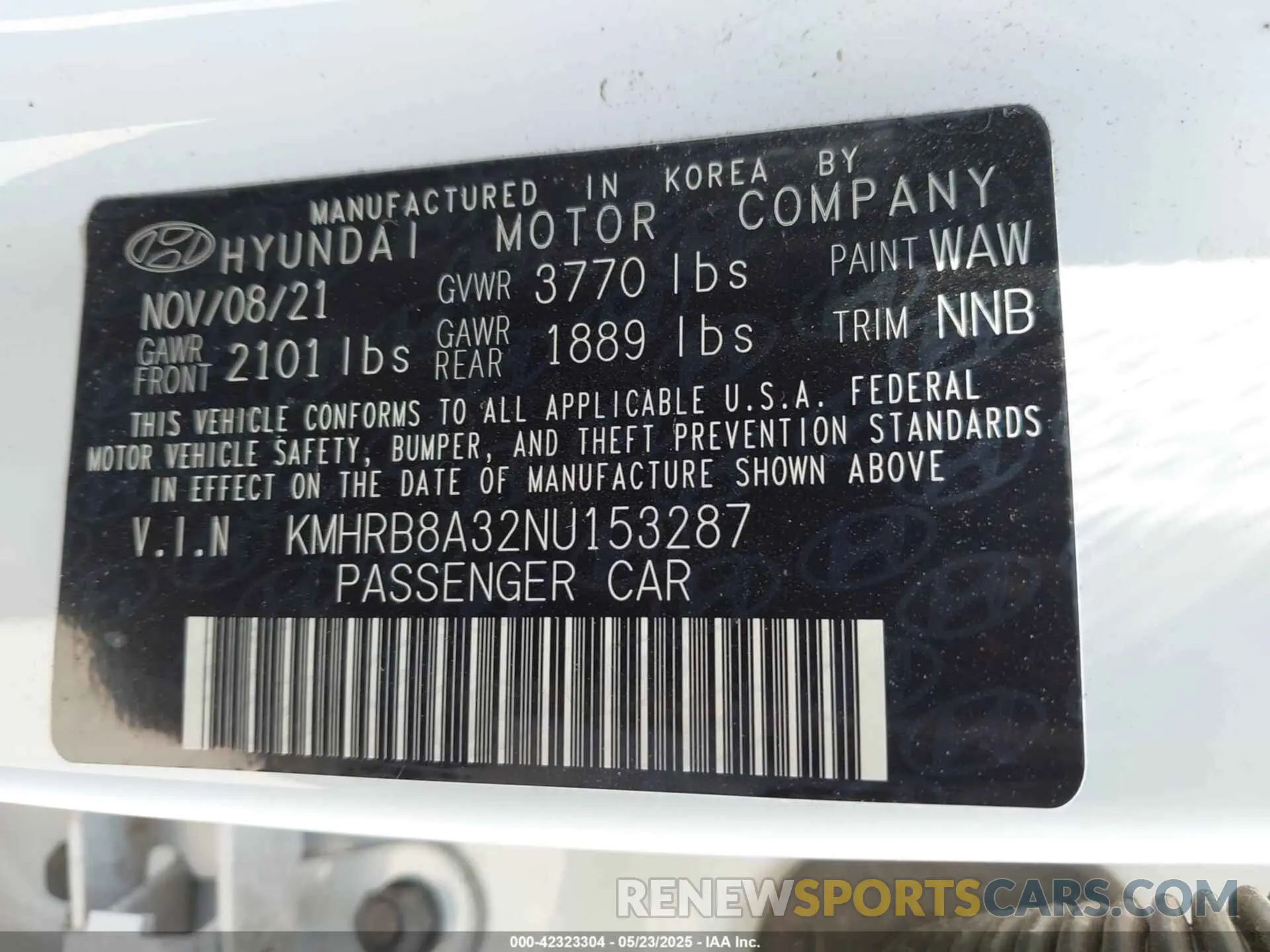 9 Photograph of a damaged car KMHRB8A32NU153287 HYUNDAI VENUE 2022