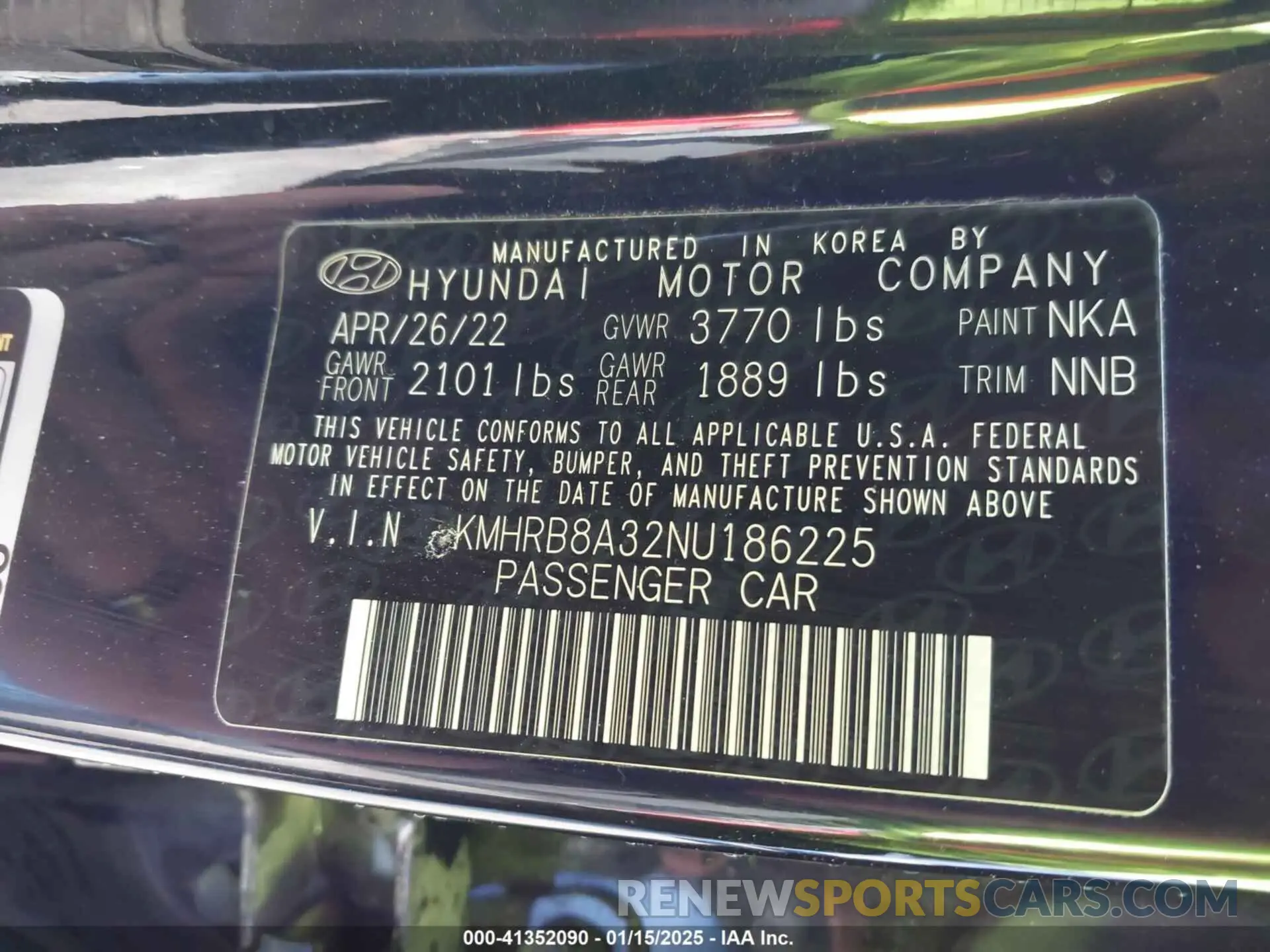 9 Photograph of a damaged car KMHRB8A32NU186225 HYUNDAI VENUE 2022