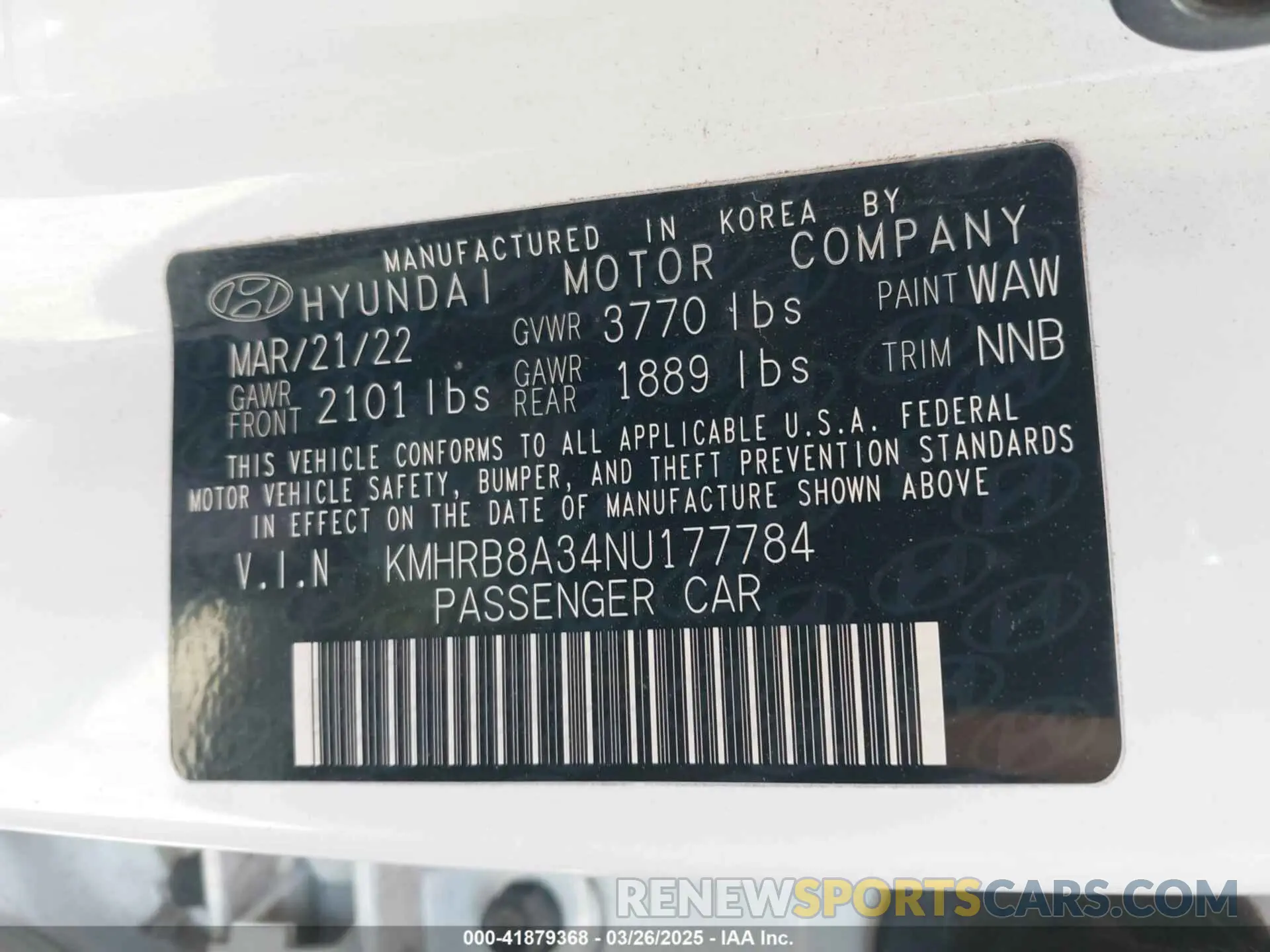9 Photograph of a damaged car KMHRB8A34NU177784 HYUNDAI VENUE 2022