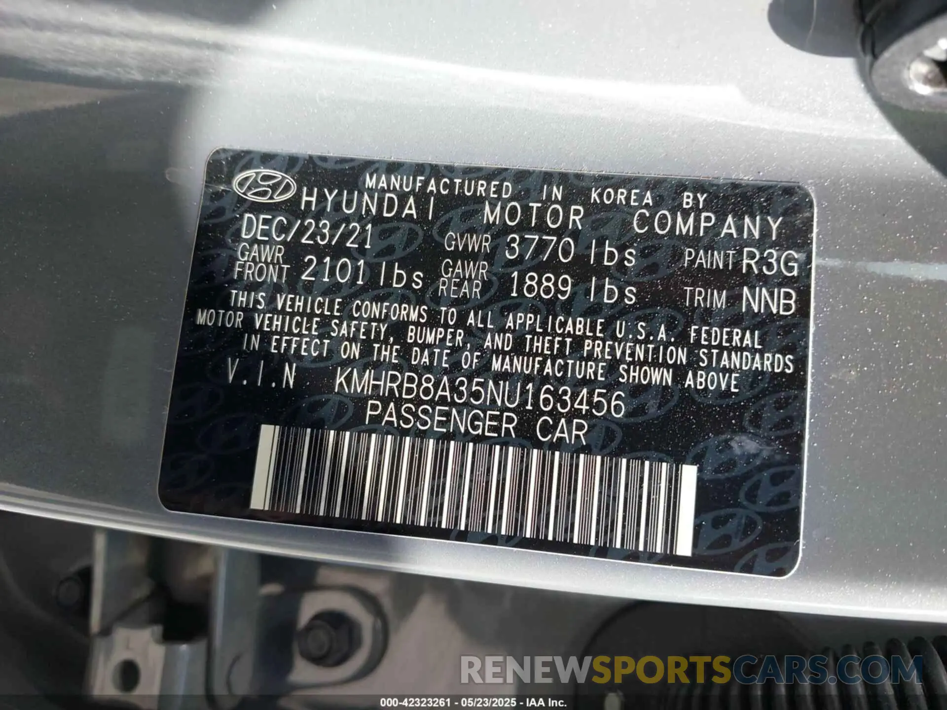 9 Photograph of a damaged car KMHRB8A35NU163456 HYUNDAI VENUE 2022