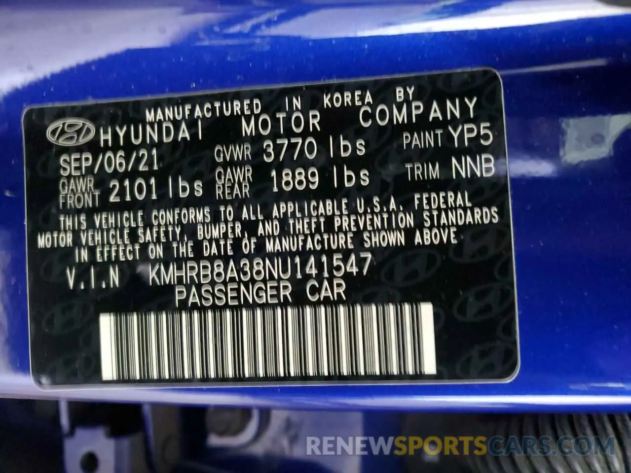 13 Photograph of a damaged car KMHRB8A38NU141547 HYUNDAI VENUE 2022