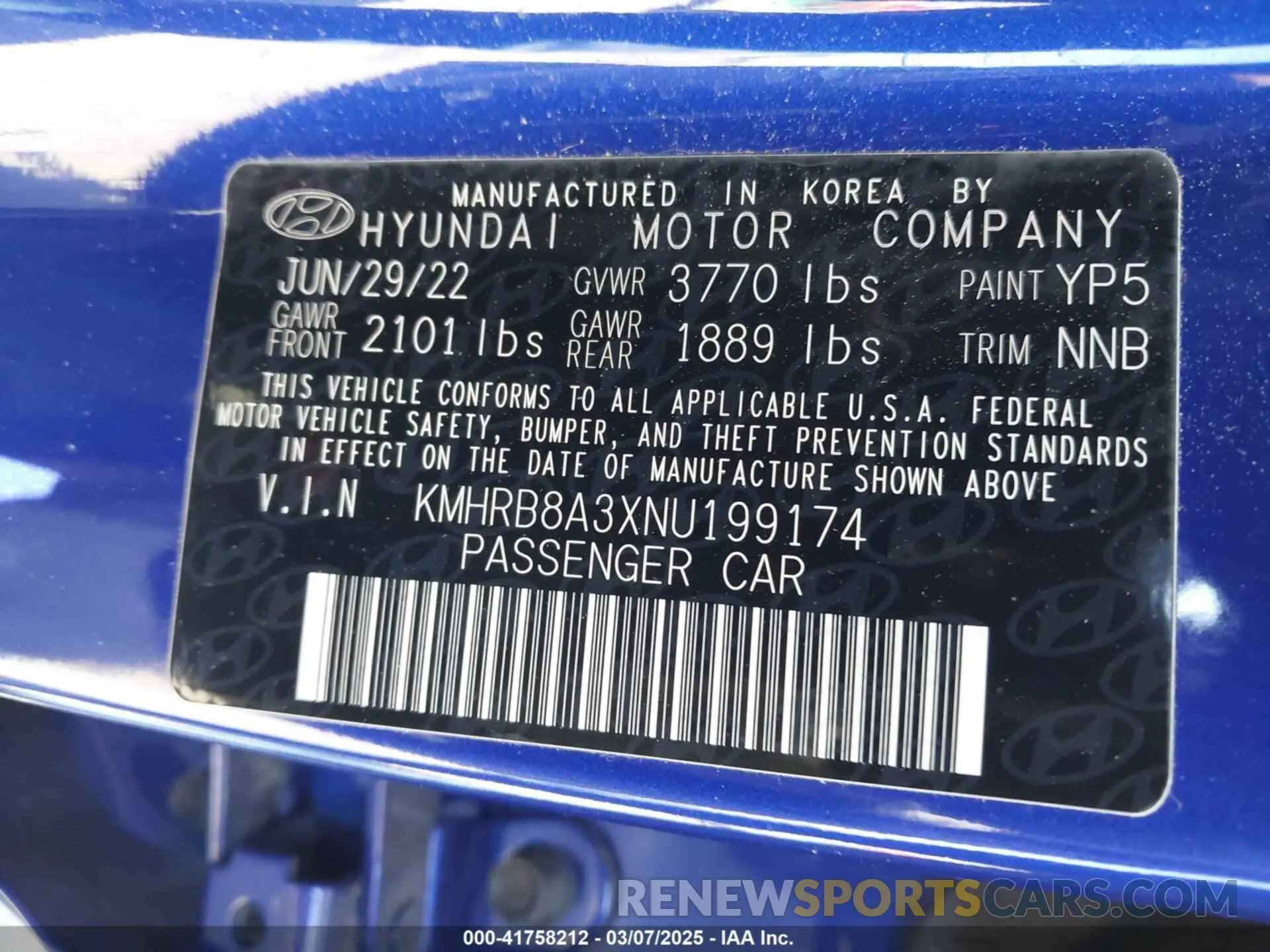 9 Photograph of a damaged car KMHRB8A3XNU199174 HYUNDAI VENUE 2022
