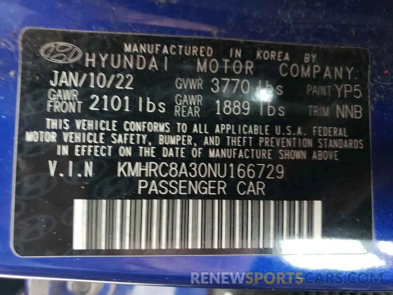 13 Photograph of a damaged car KMHRC8A30NU166729 HYUNDAI VENUE 2022