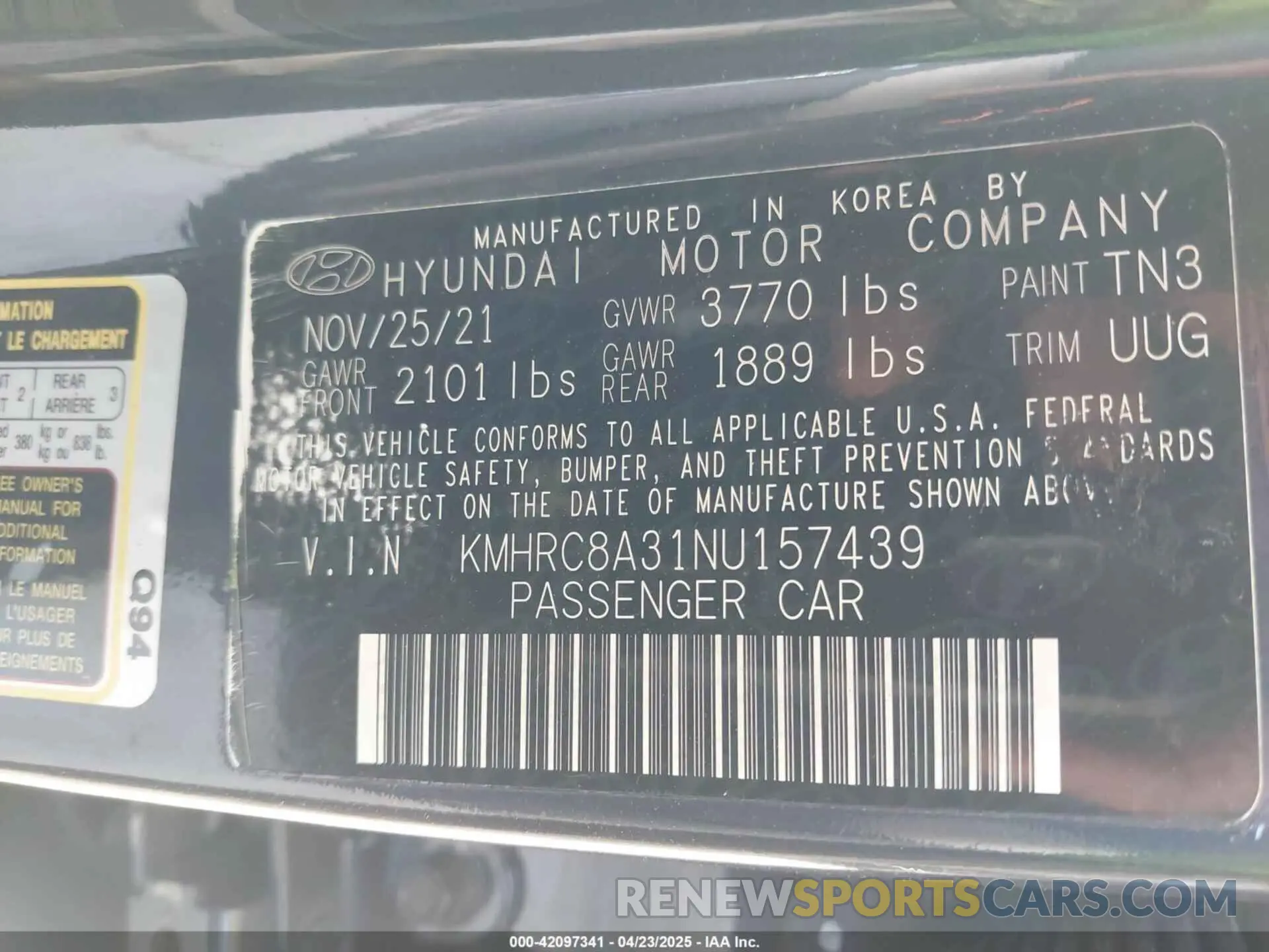 9 Photograph of a damaged car KMHRC8A31NU157439 HYUNDAI VENUE 2022