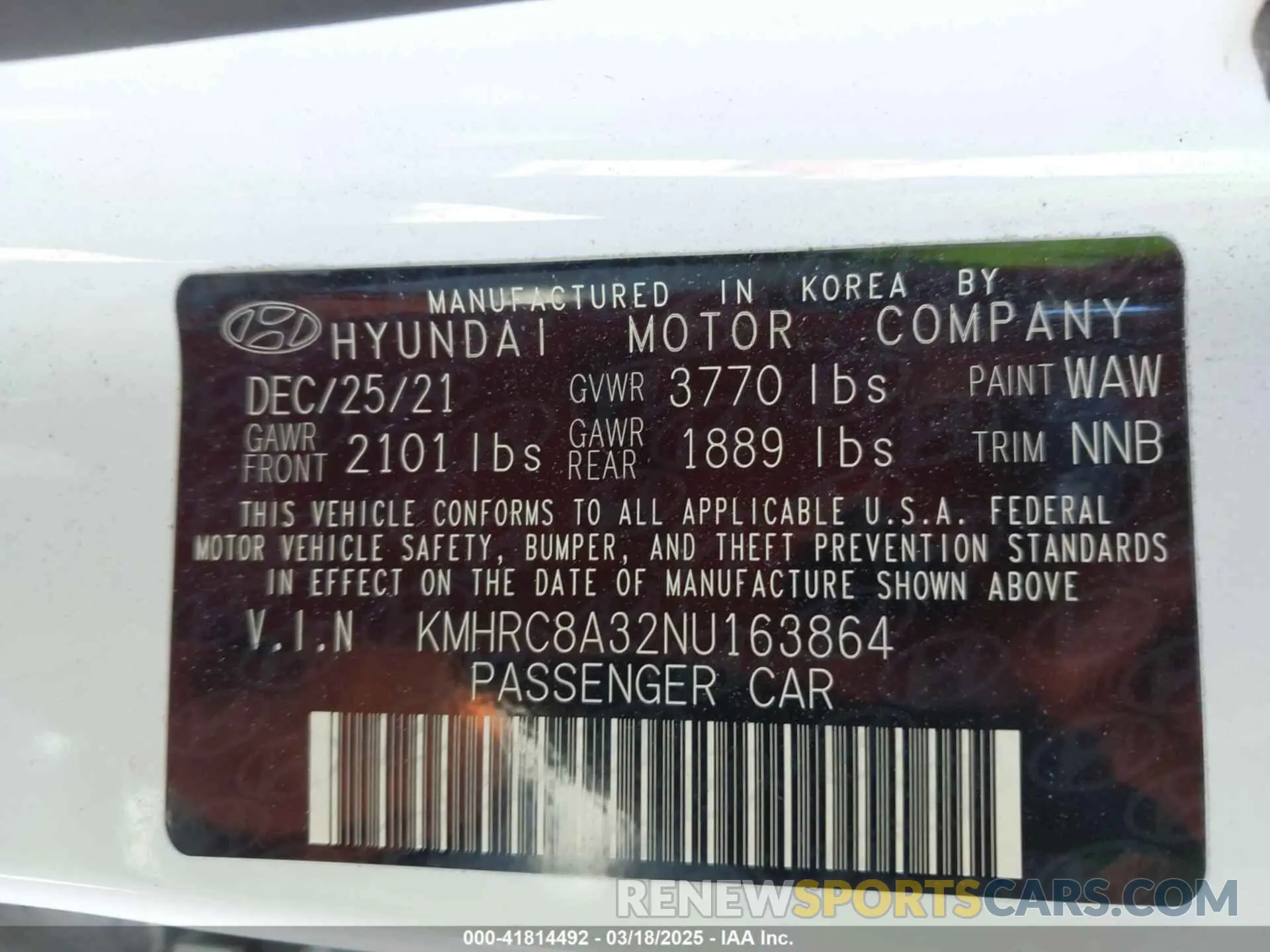9 Photograph of a damaged car KMHRC8A32NU163864 HYUNDAI VENUE 2022