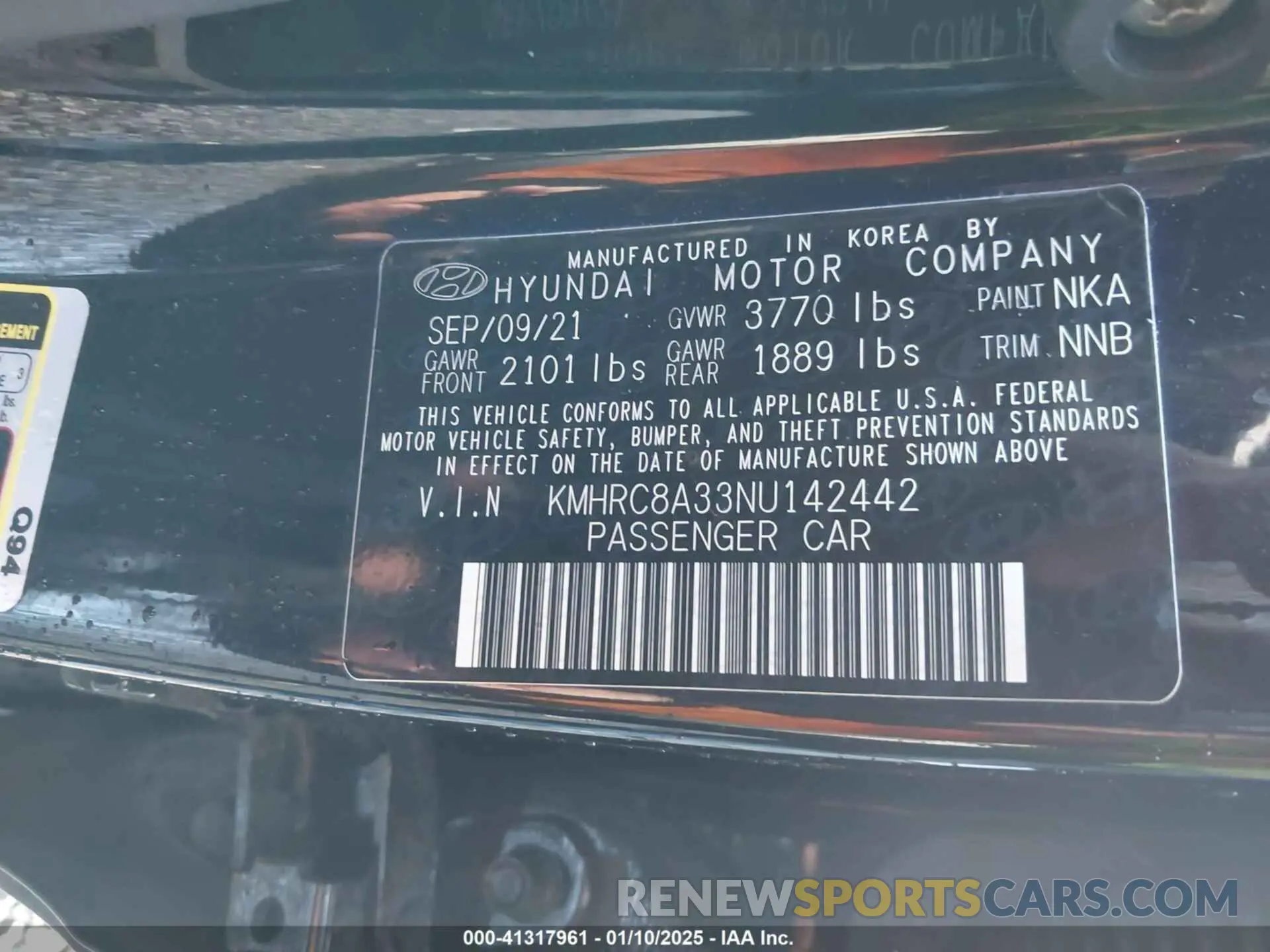 9 Photograph of a damaged car KMHRC8A33NU142442 HYUNDAI VENUE 2022