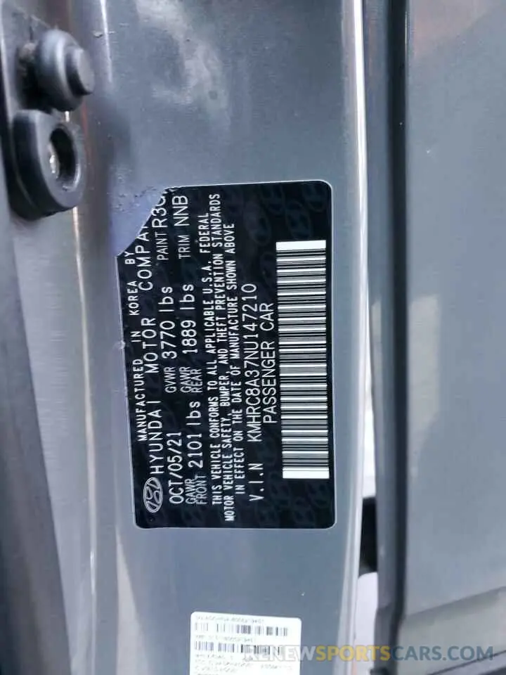 12 Photograph of a damaged car KMHRC8A37NU147210 HYUNDAI VENUE 2022