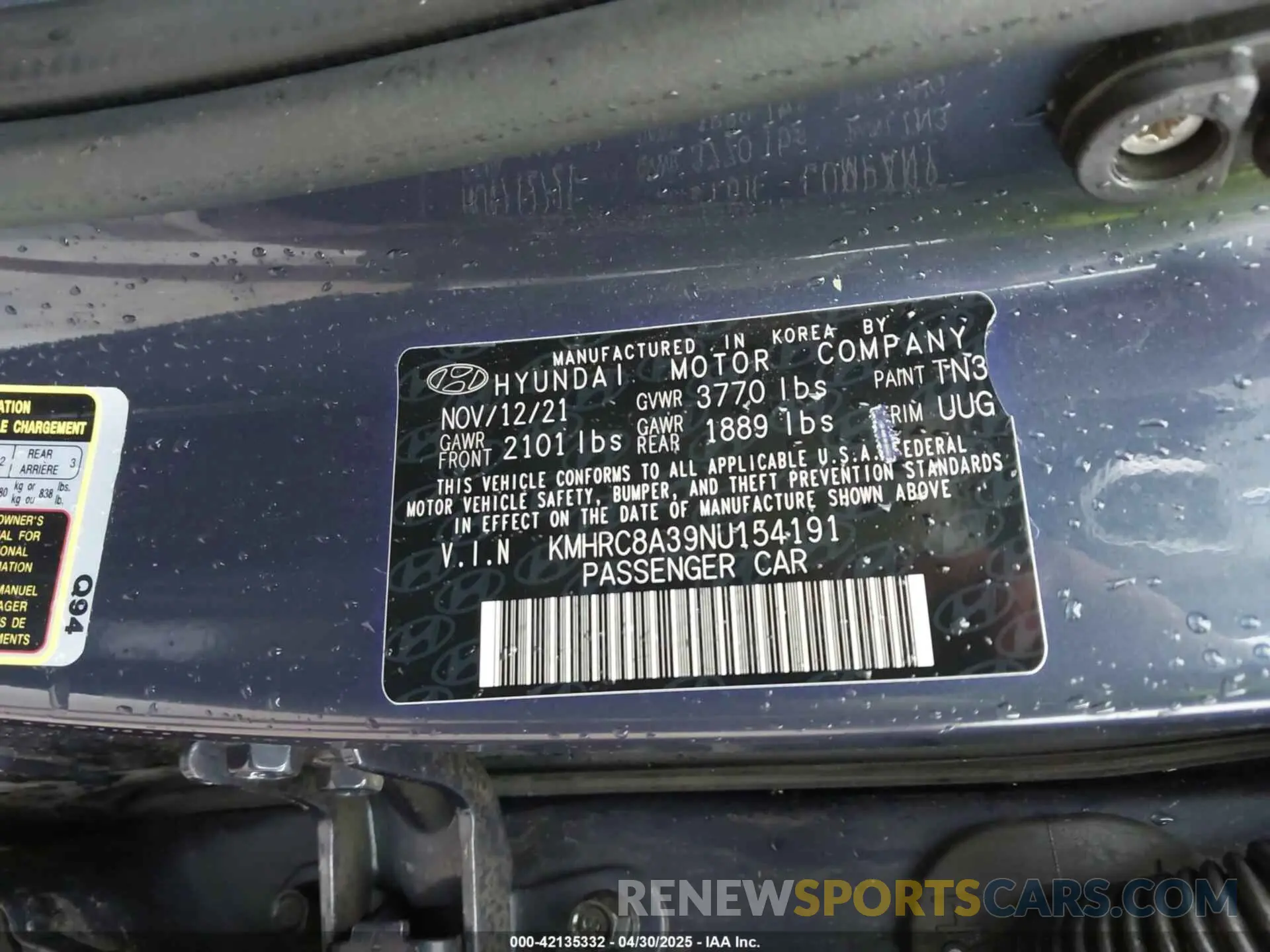 9 Photograph of a damaged car KMHRC8A39NU154191 HYUNDAI VENUE 2022