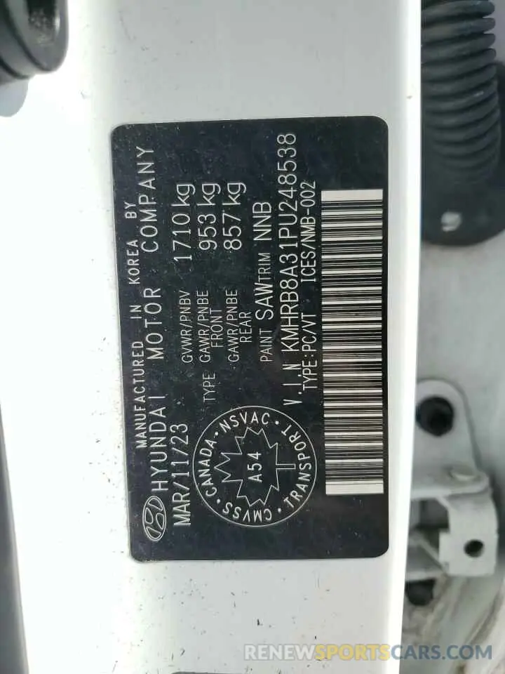 14 Photograph of a damaged car KMHRB8A31PU248538 HYUNDAI VENUE 2023