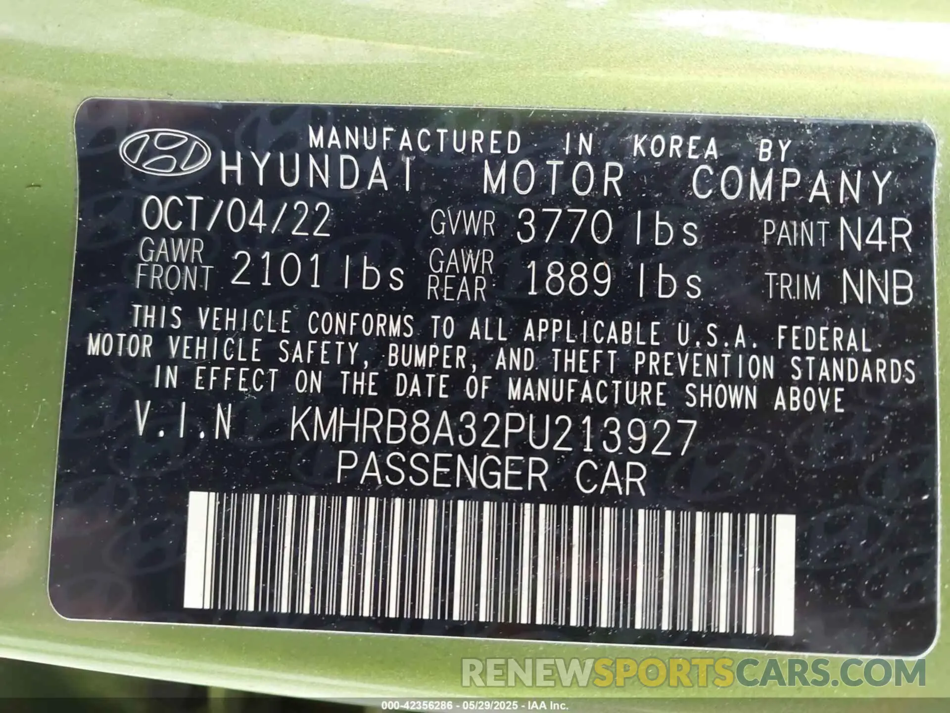 9 Photograph of a damaged car KMHRB8A32PU213927 HYUNDAI VENUE 2023