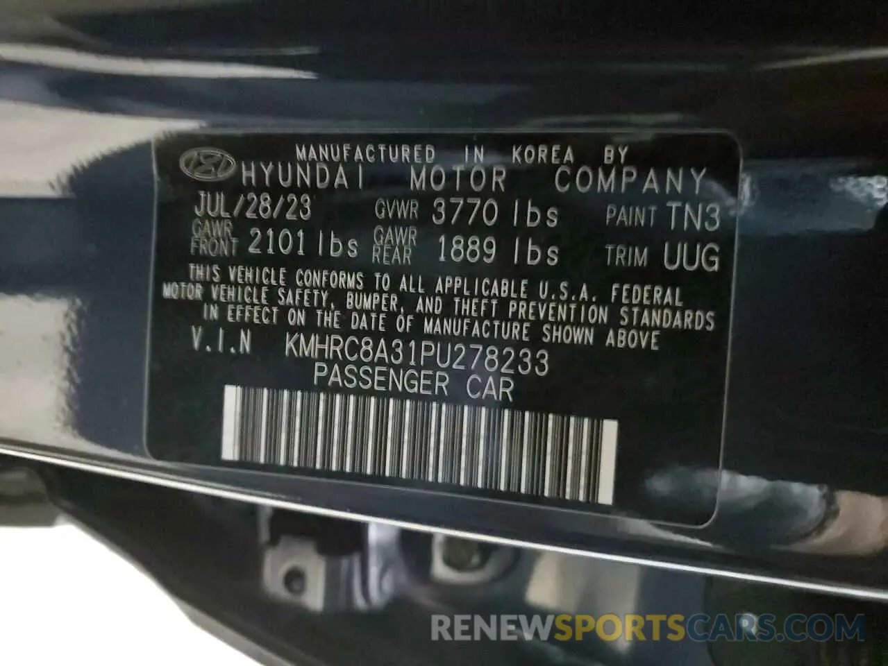 14 Photograph of a damaged car KMHRC8A31PU278233 HYUNDAI VENUE 2023