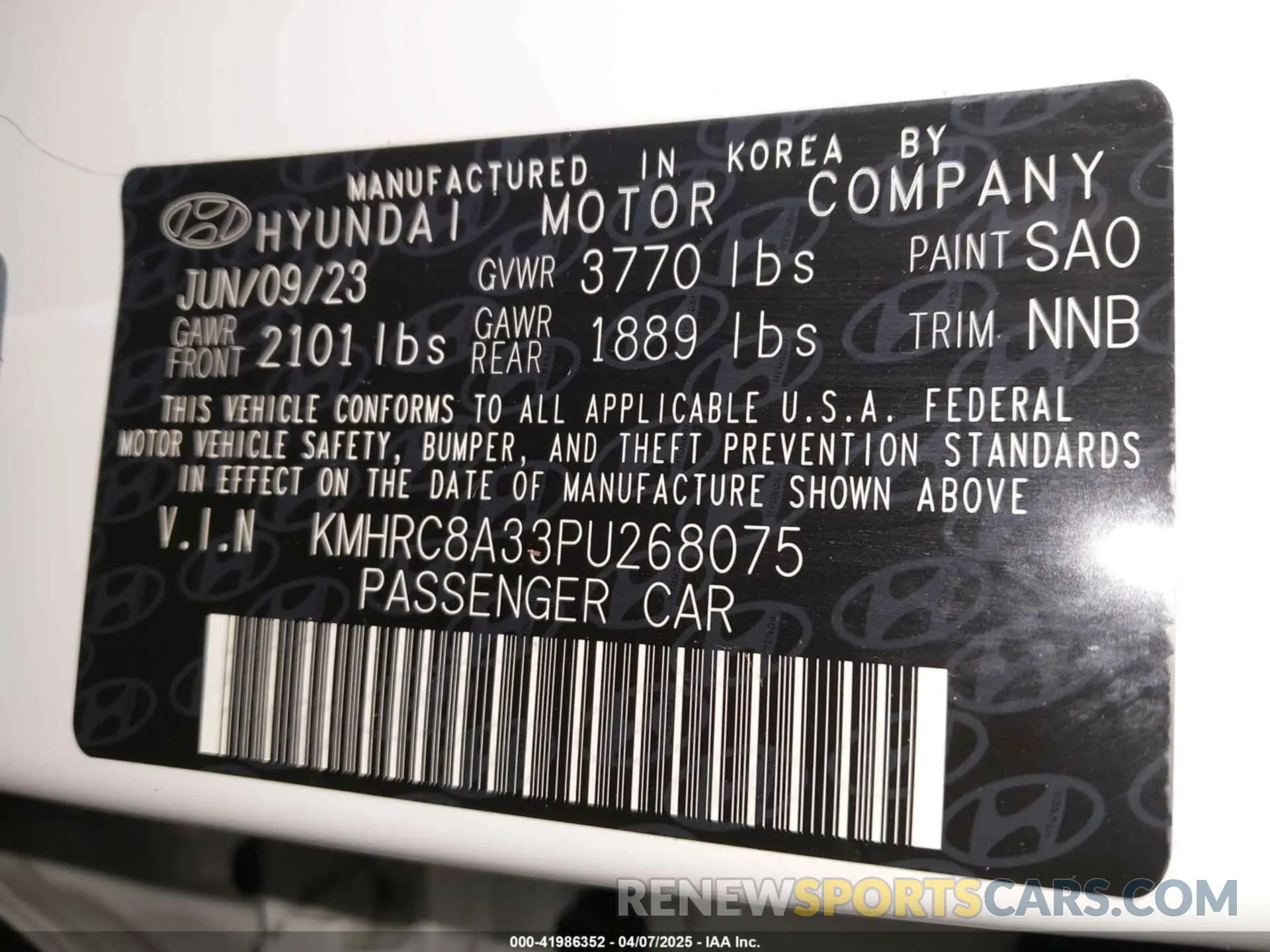 9 Photograph of a damaged car KMHRC8A33PU268075 HYUNDAI VENUE 2023