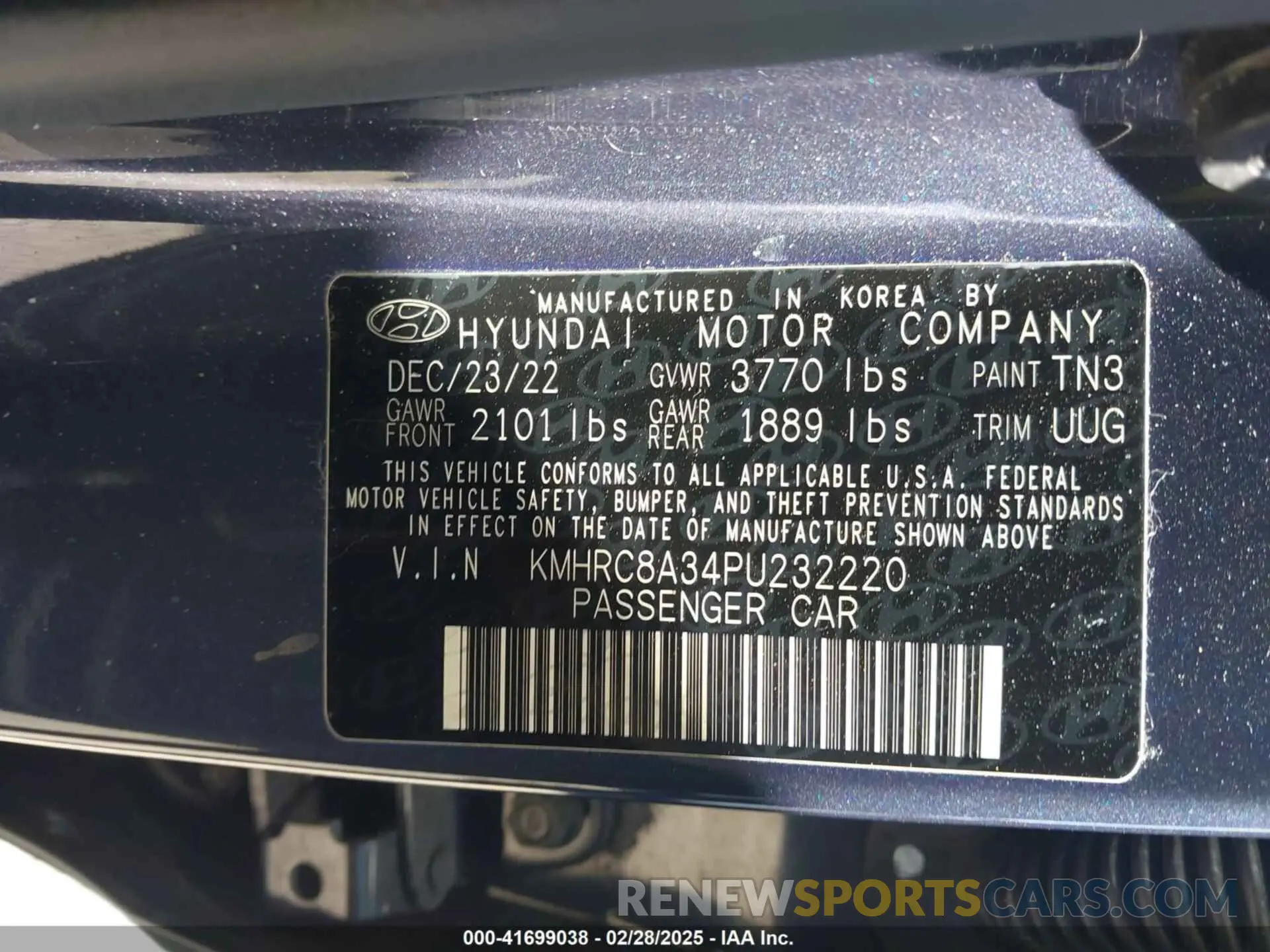 9 Photograph of a damaged car KMHRC8A34PU232220 HYUNDAI VENUE 2023