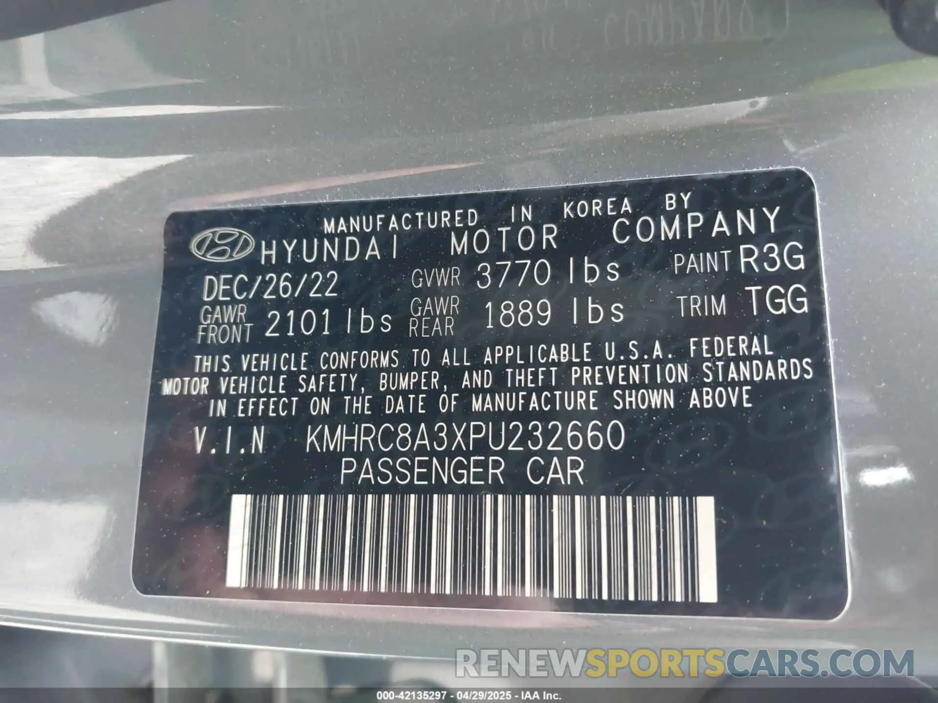 9 Photograph of a damaged car KMHRC8A3XPU232660 HYUNDAI VENUE 2023