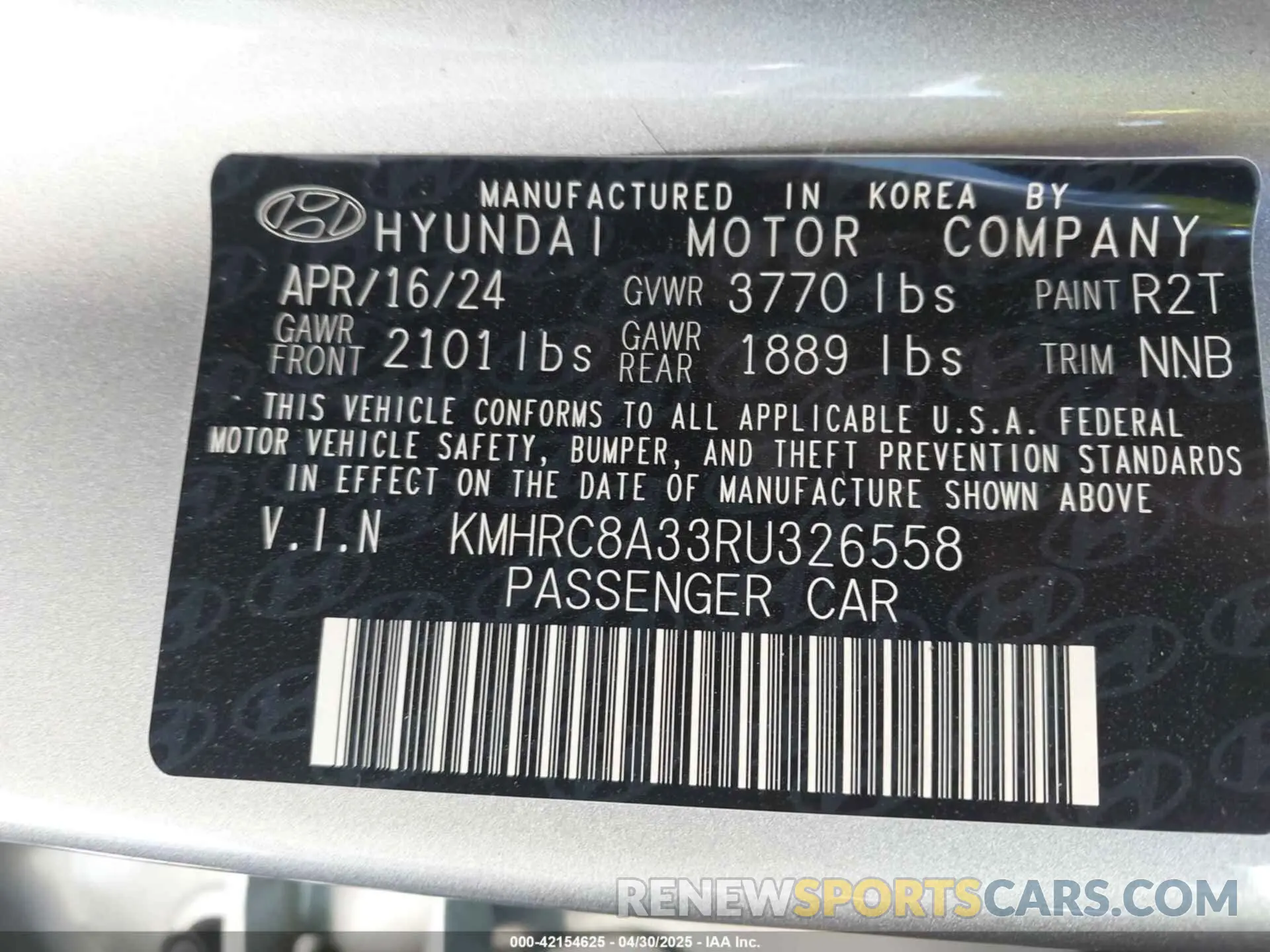 9 Photograph of a damaged car KMHRC8A33RU326558 HYUNDAI VENUE 2024