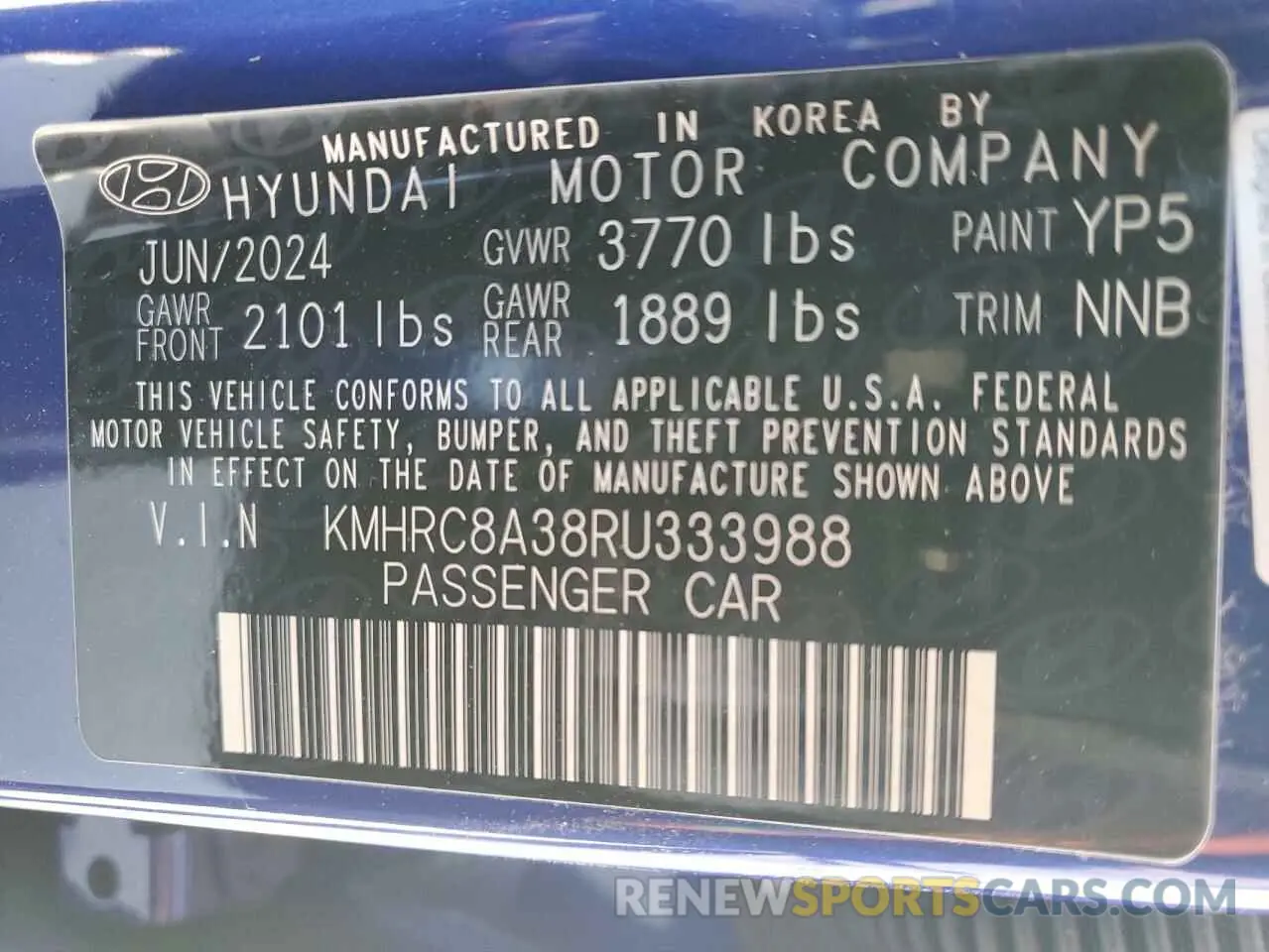 13 Photograph of a damaged car KMHRC8A38RU333988 HYUNDAI VENUE 2024