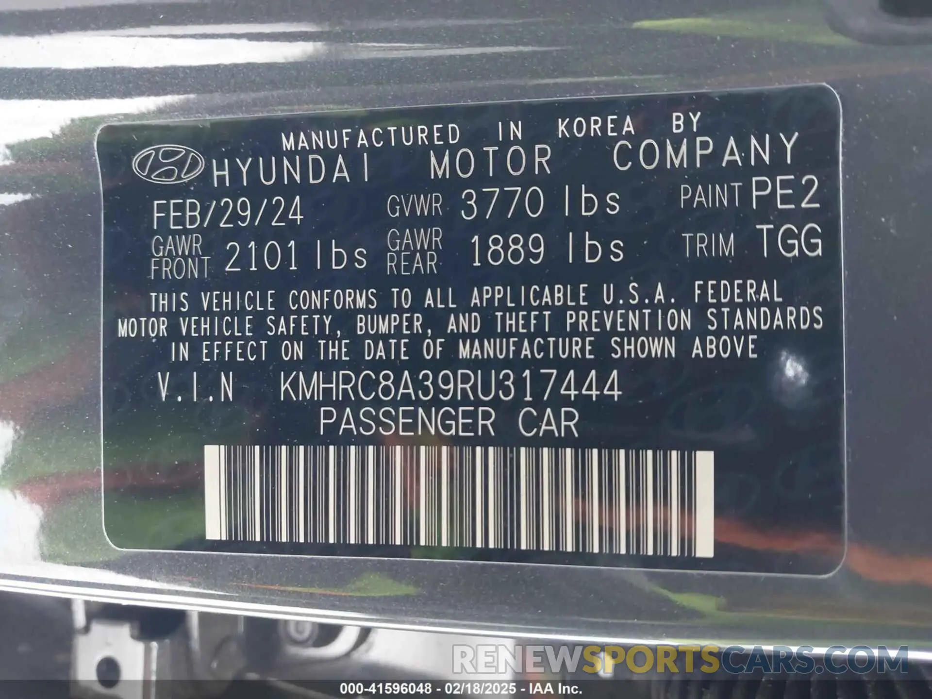 9 Photograph of a damaged car KMHRC8A39RU317444 HYUNDAI VENUE 2024