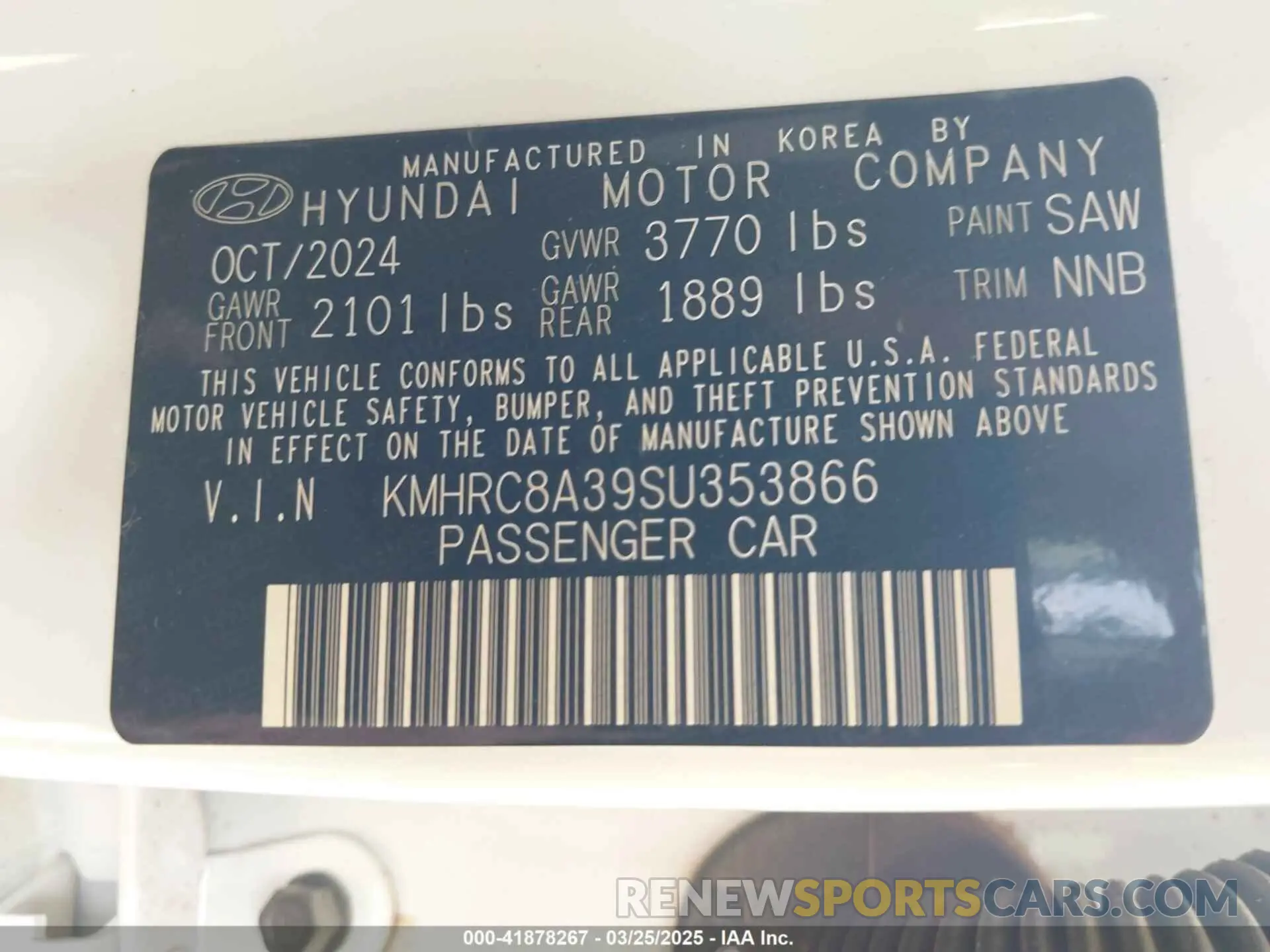 9 Photograph of a damaged car KMHRC8A39SU353866 HYUNDAI VENUE 2025