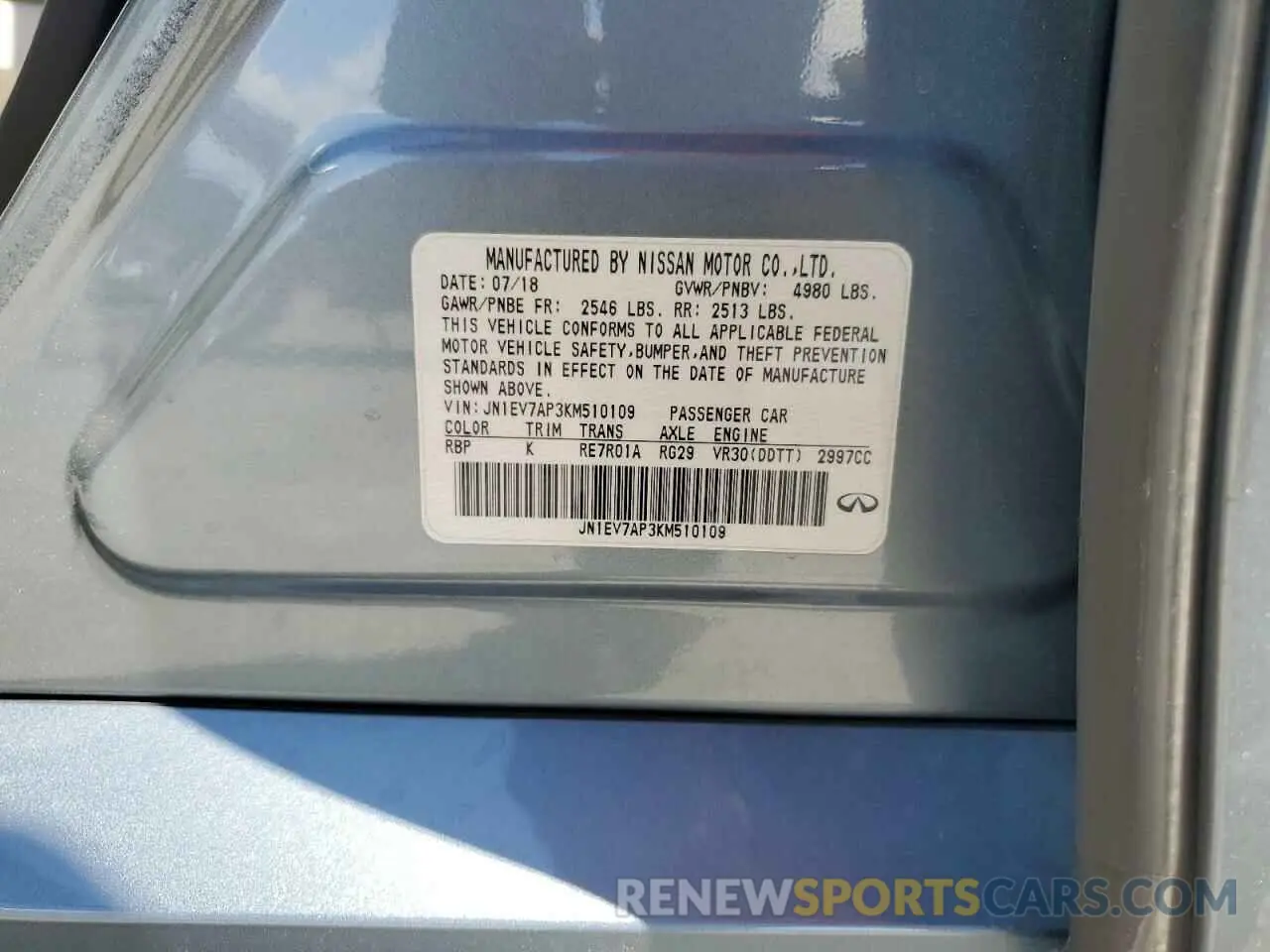 14 Photograph of a damaged car JN1EV7AP3KM510109 INFINITI Q50 2019