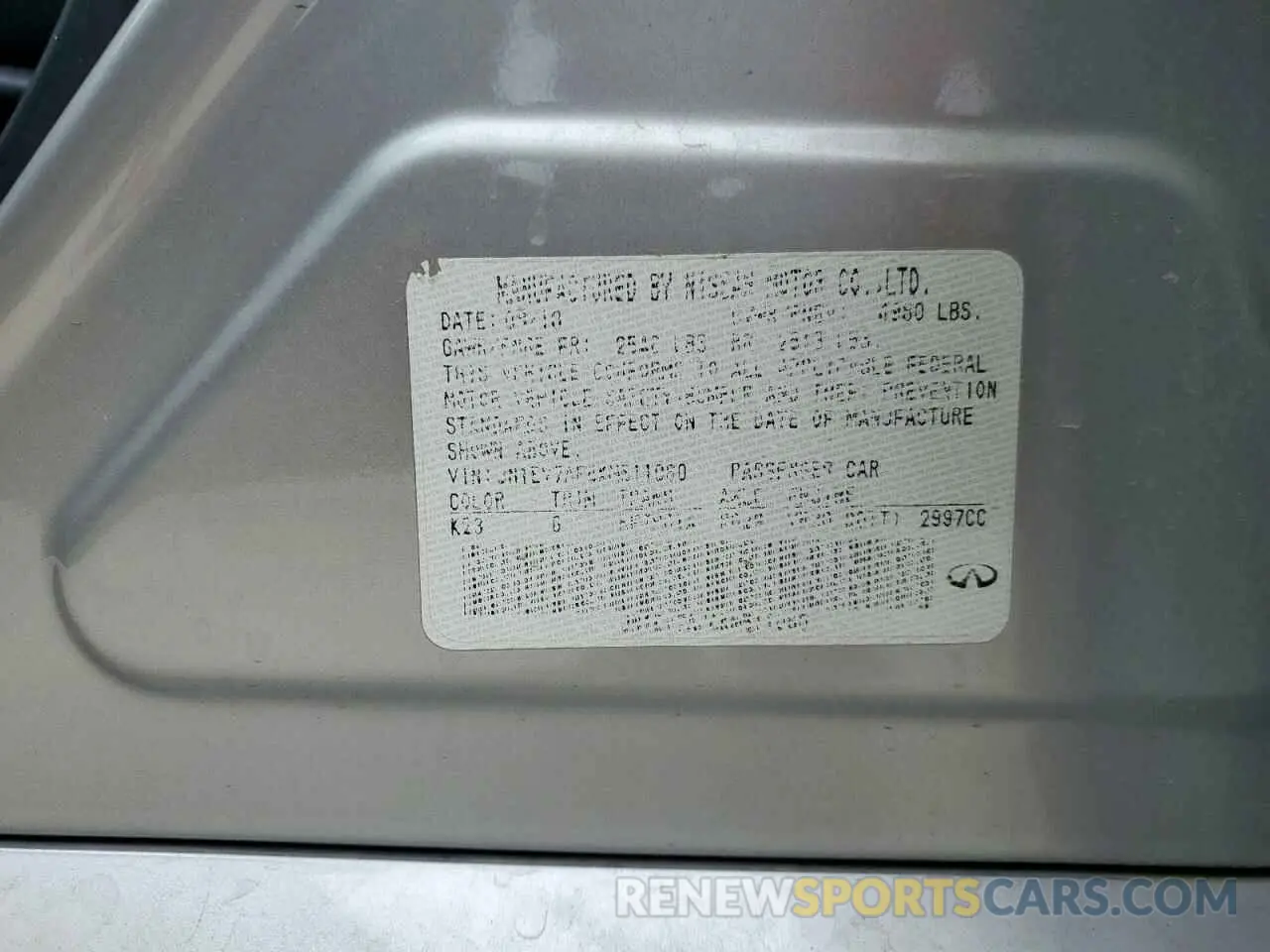 12 Photograph of a damaged car JN1EV7AP4KM511060 INFINITI Q50 2019