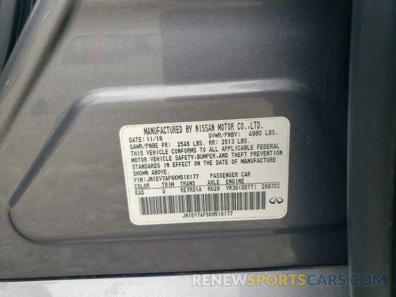 12 Photograph of a damaged car JN1EV7AP6KM516177 INFINITI Q50 2019