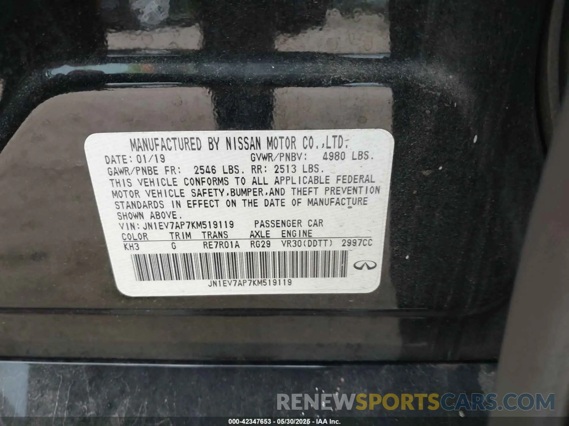 9 Photograph of a damaged car JN1EV7AP7KM519119 INFINITI Q50 2019