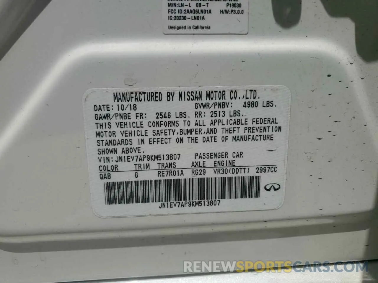 12 Photograph of a damaged car JN1EV7AP9KM513807 INFINITI Q50 2019