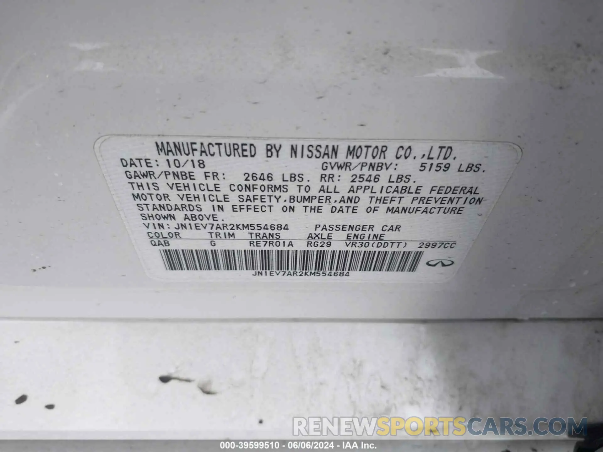 9 Photograph of a damaged car JN1EV7AR2KM554684 INFINITI Q50 2019