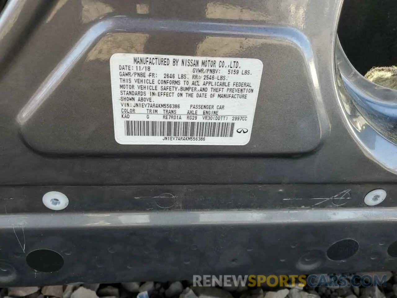 13 Photograph of a damaged car JN1EV7AR4KM556386 INFINITI Q50 2019