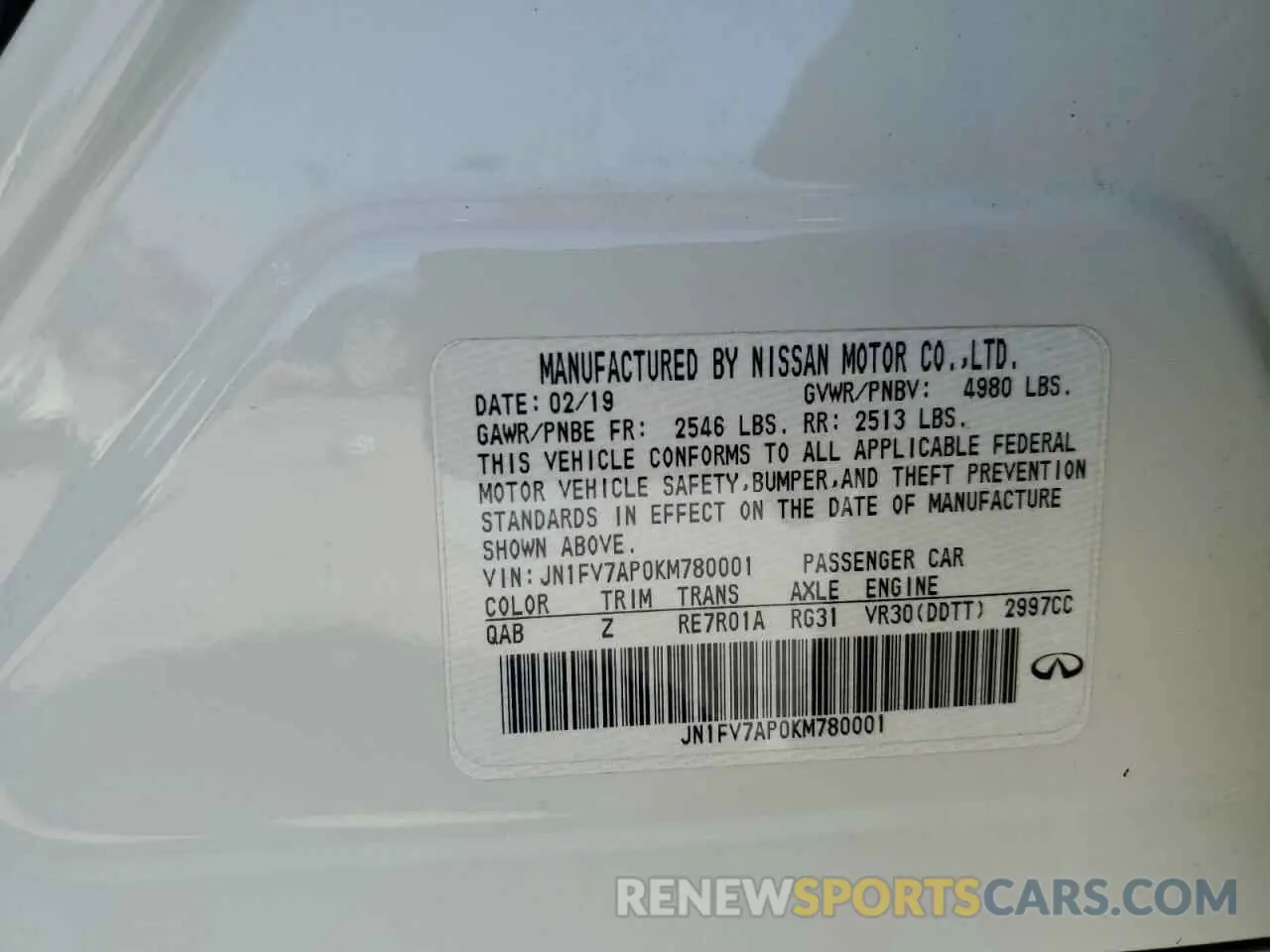 15 Photograph of a damaged car JN1FV7AP0KM780001 INFINITI Q50 2019