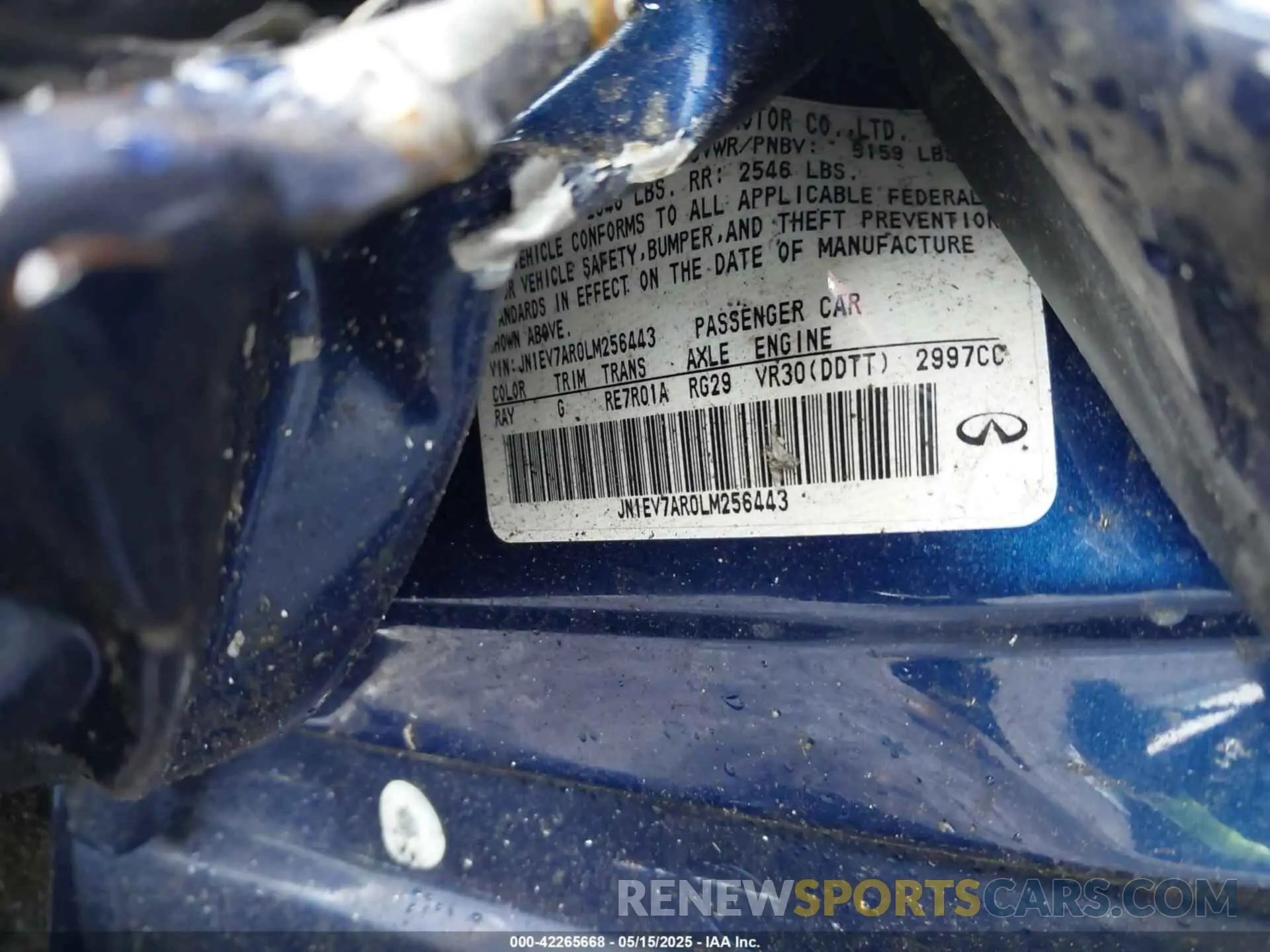 9 Photograph of a damaged car JN1EV7AR0LM256443 INFINITI Q50 2020