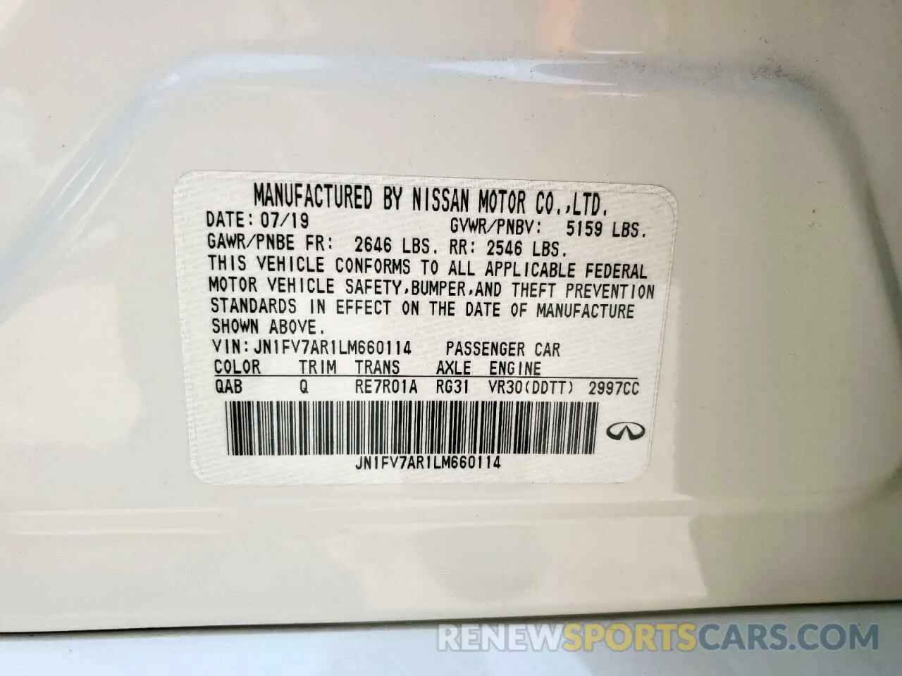 13 Photograph of a damaged car JN1FV7AR1LM660114 INFINITI Q50 2020