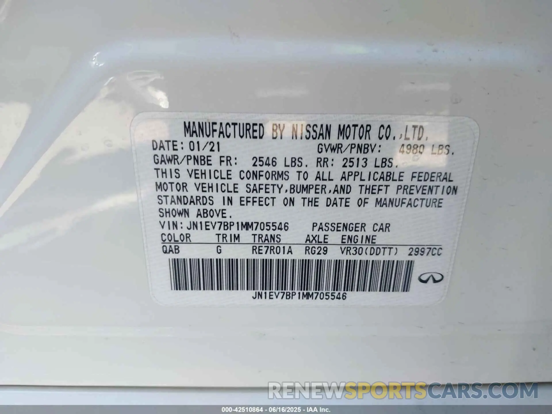 9 Photograph of a damaged car JN1EV7BP1MM705546 INFINITI Q50 2021
