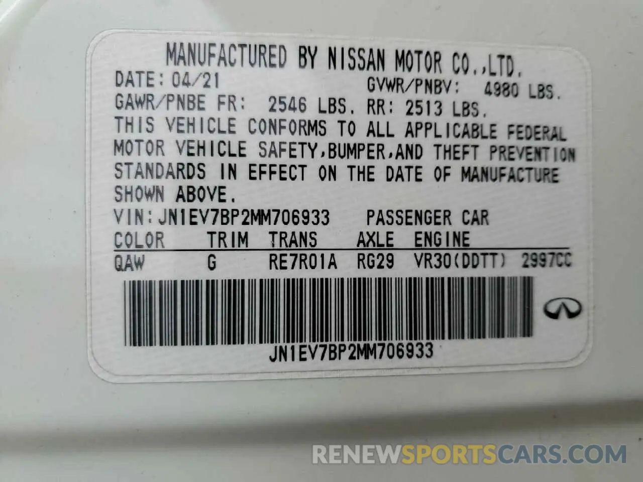 13 Photograph of a damaged car JN1EV7BP2MM706933 INFINITI Q50 2021