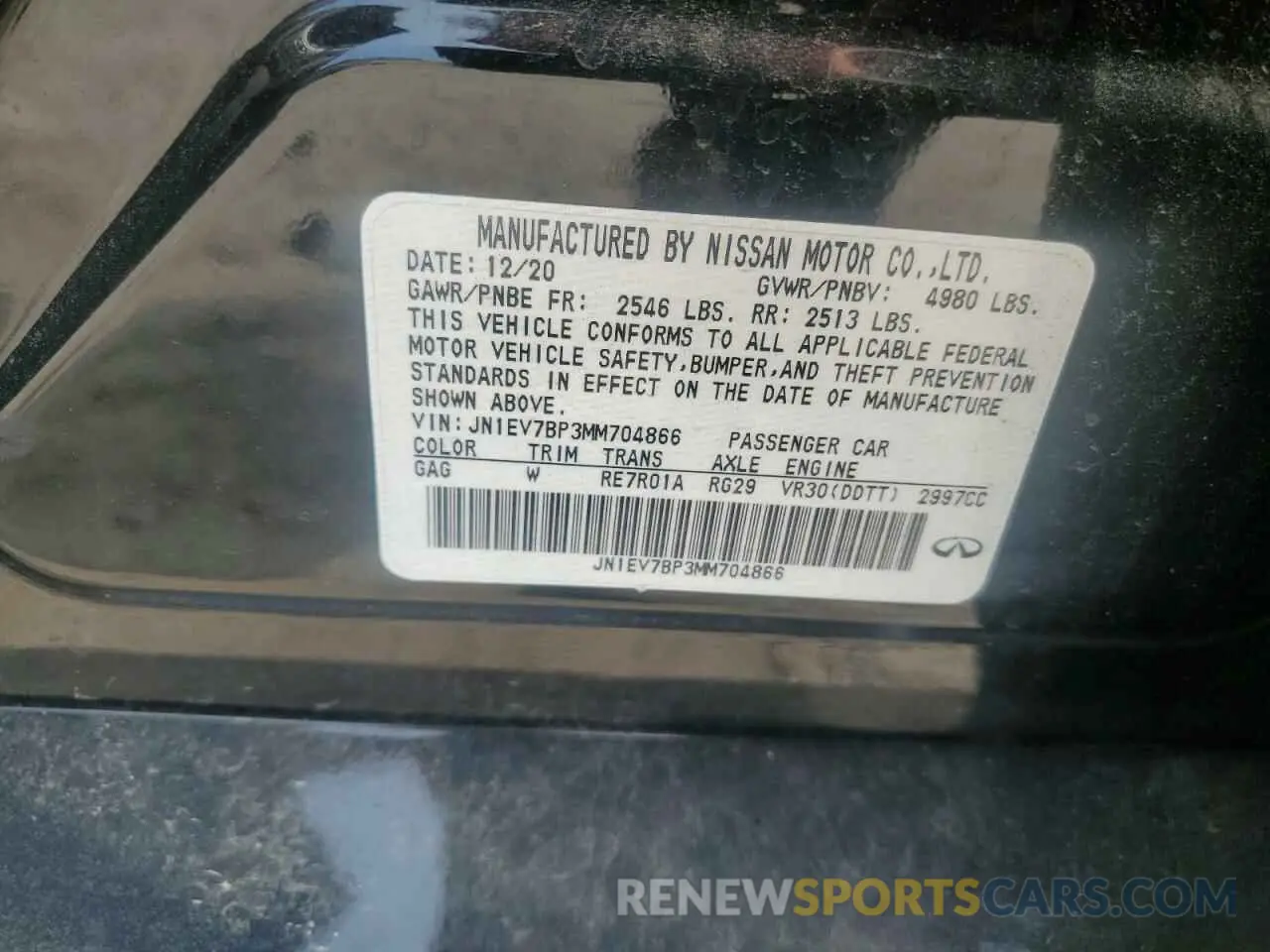 12 Photograph of a damaged car JN1EV7BP3MM704866 INFINITI Q50 2021