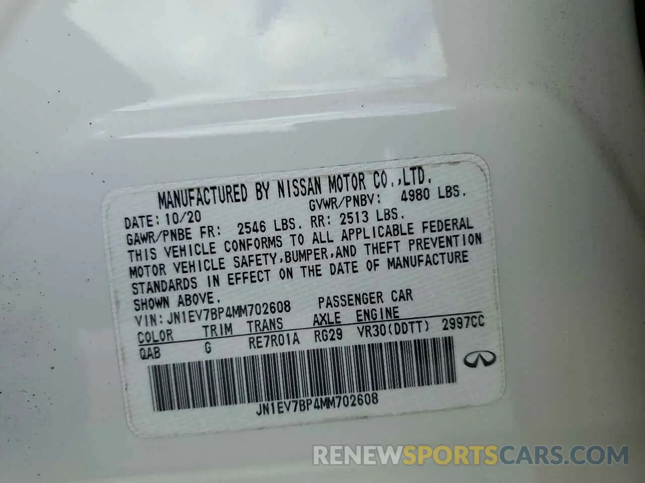 12 Photograph of a damaged car JN1EV7BP4MM702608 INFINITI Q50 2021