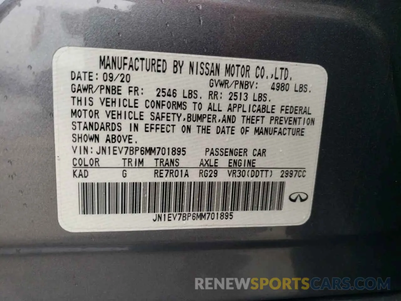 12 Photograph of a damaged car JN1EV7BP6MM701895 INFINITI Q50 2021