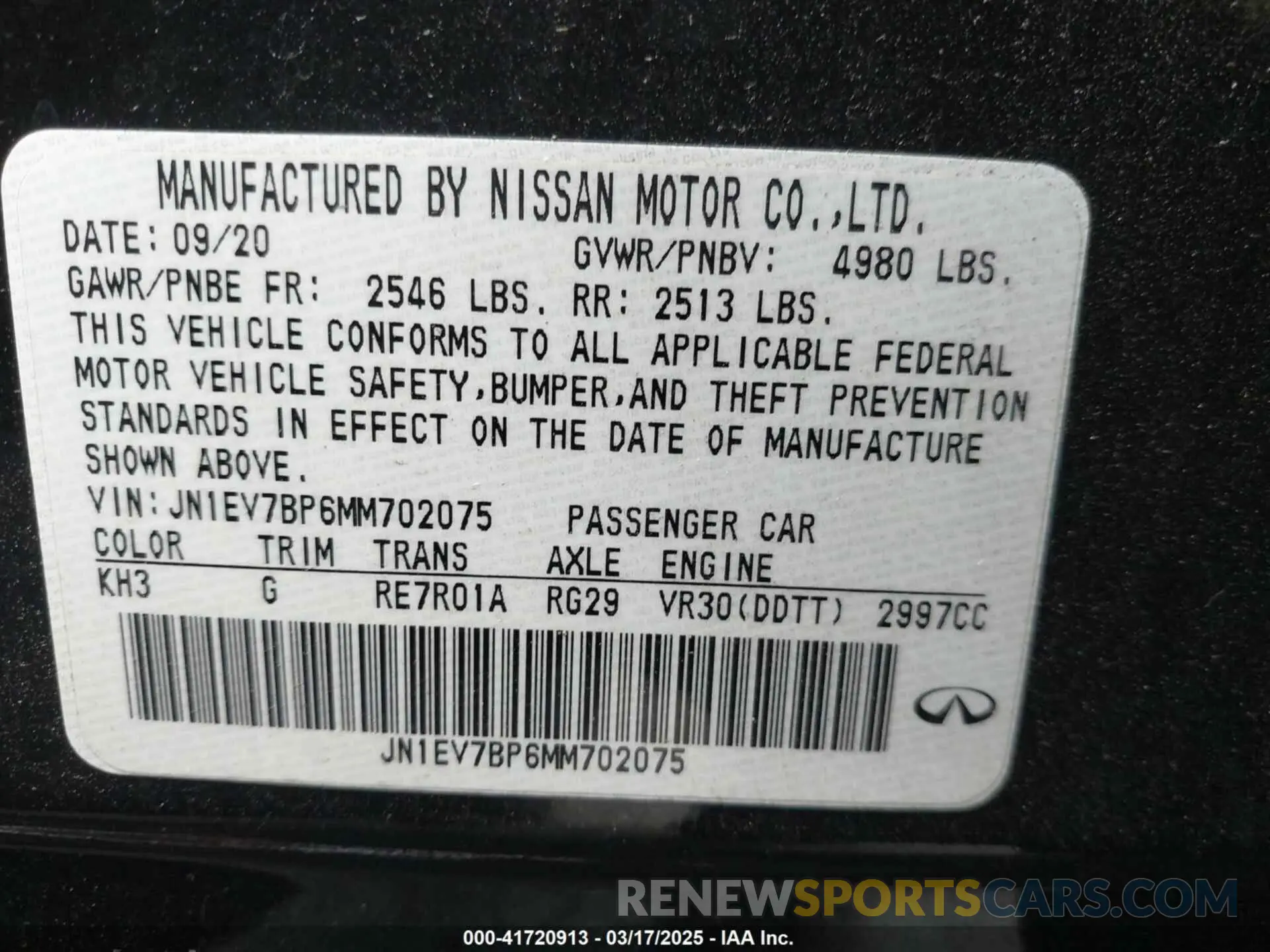 9 Photograph of a damaged car JN1EV7BP6MM702075 INFINITI Q50 2021
