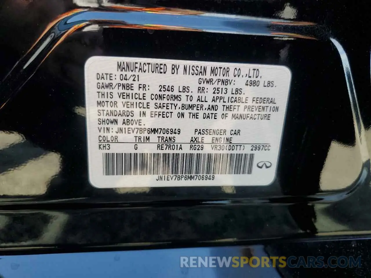 12 Photograph of a damaged car JN1EV7BP6MM706949 INFINITI Q50 2021