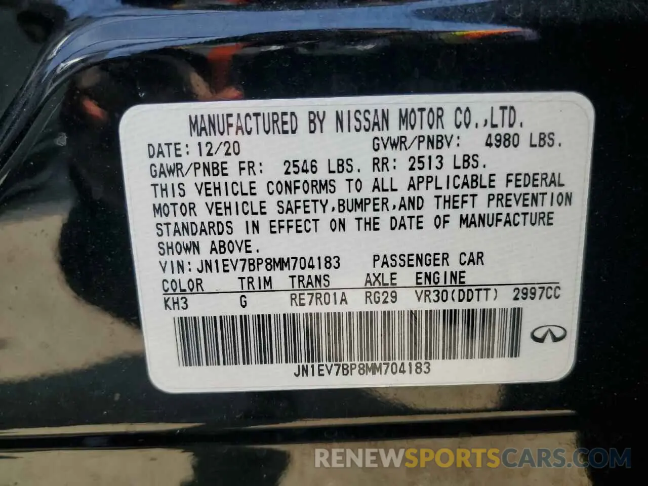 12 Photograph of a damaged car JN1EV7BP8MM704183 INFINITI Q50 2021