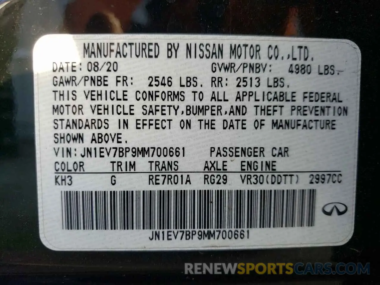 12 Photograph of a damaged car JN1EV7BP9MM700661 INFINITI Q50 2021