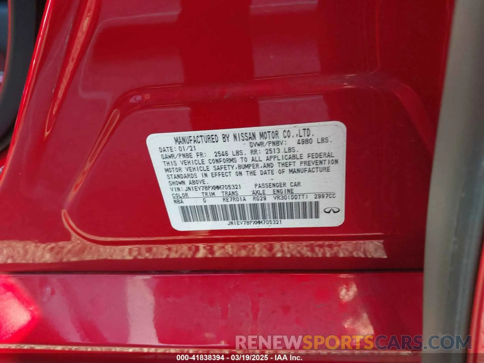 9 Photograph of a damaged car JN1EV7BPXMM705321 INFINITI Q50 2021