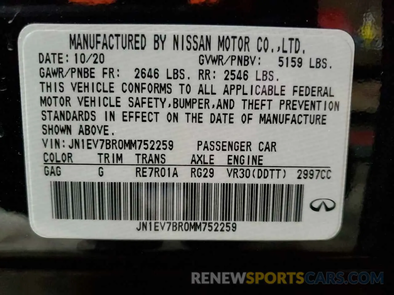 12 Photograph of a damaged car JN1EV7BR0MM752259 INFINITI Q50 2021