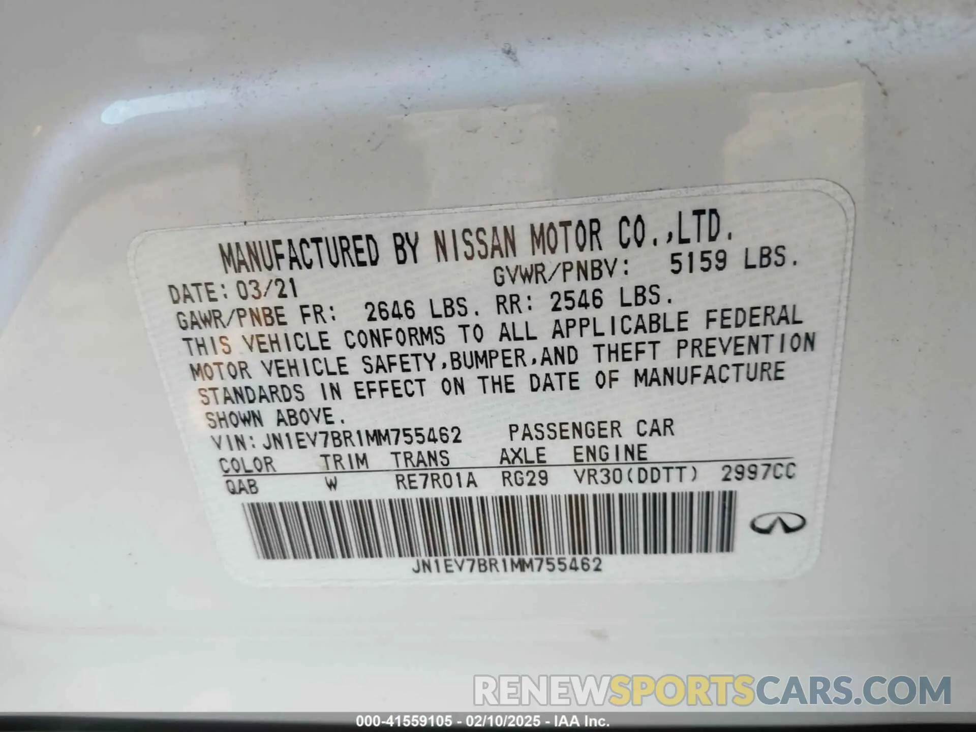 9 Photograph of a damaged car JN1EV7BR1MM755462 INFINITI Q50 2021