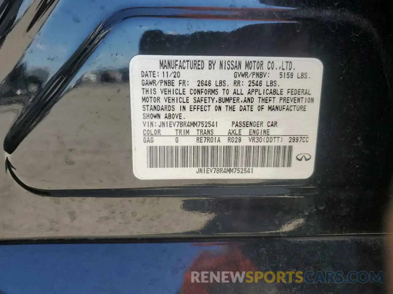 12 Photograph of a damaged car JN1EV7BR4MM752541 INFINITI Q50 2021